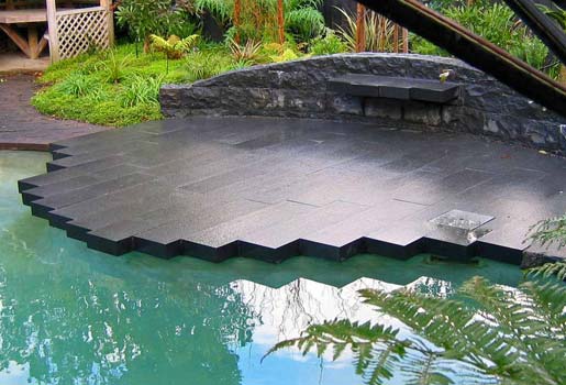 beautiful cut basalt stone pool copings